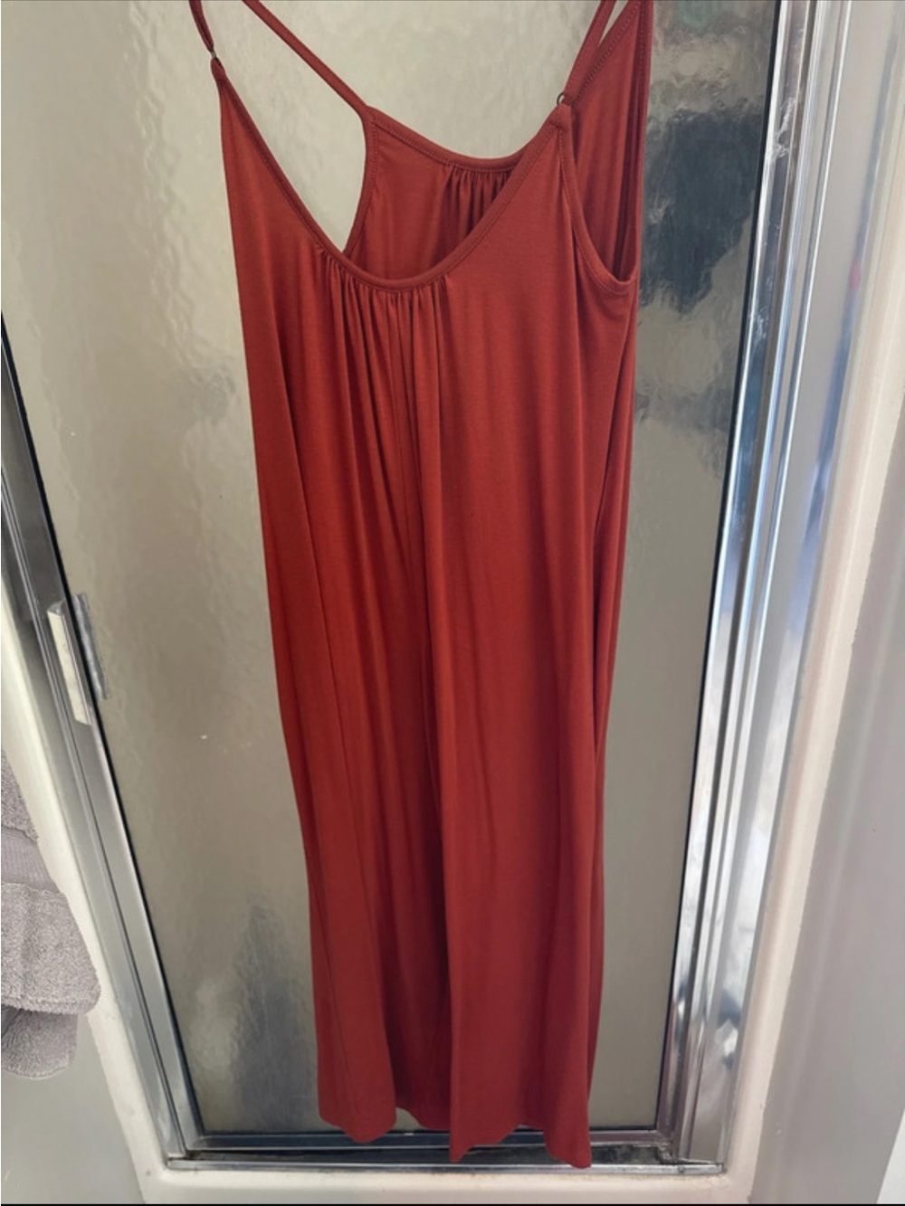Sleeveless Rust Maxi Dress with Thin Straps